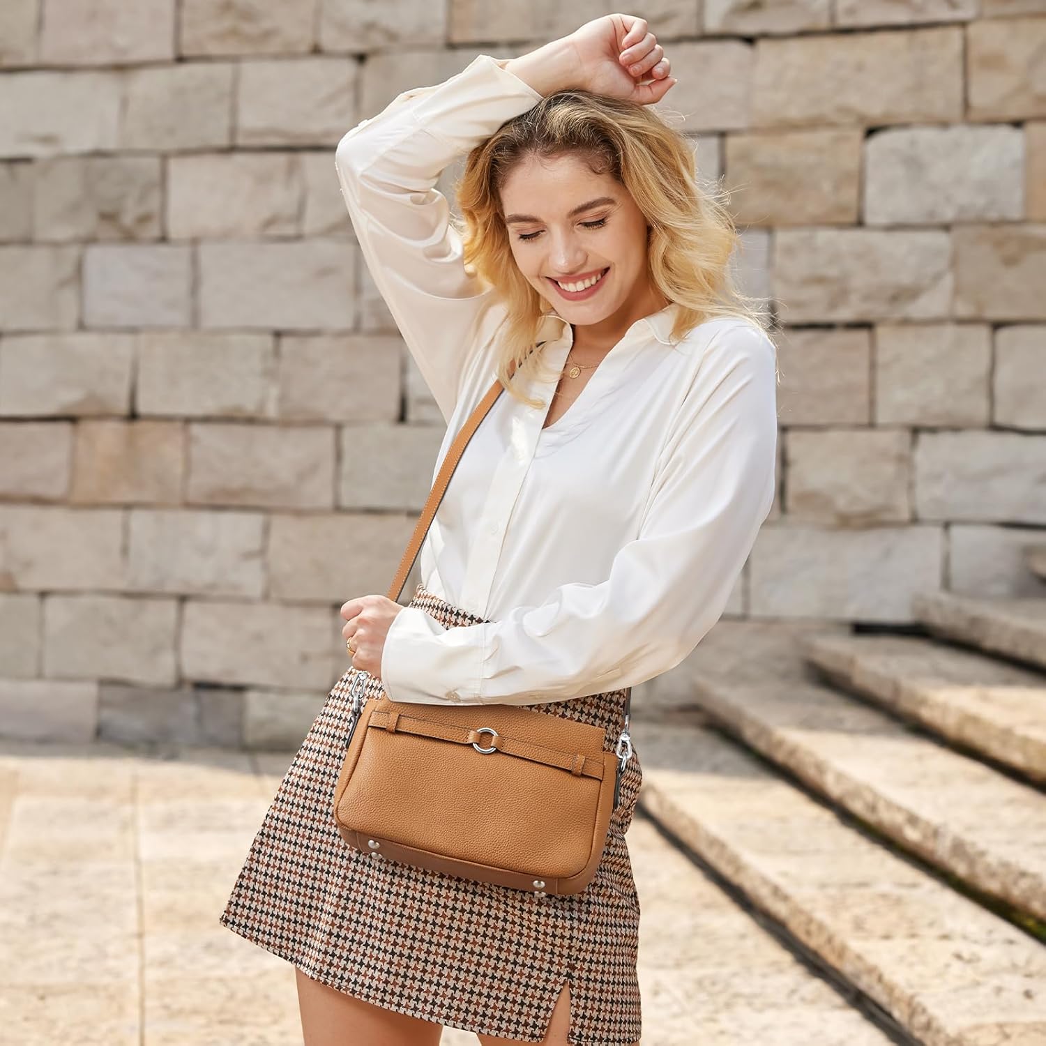 S-ZONE Leather Crossbody Bags for Women Cross Body Shoulder Purses Small Trendy - Image 2