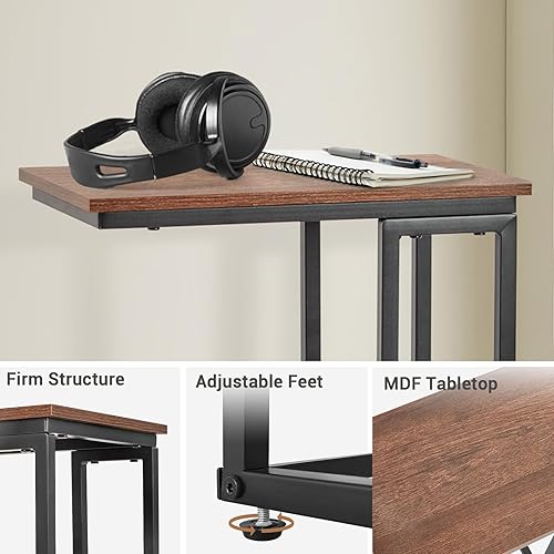 Miniatura 4 de fusehome Mesa auxiliar en forma de C, para sala de estar, dormitorio, espacios pequeños, bandeja de TV, mesas auxiliares para sofá, mesa para