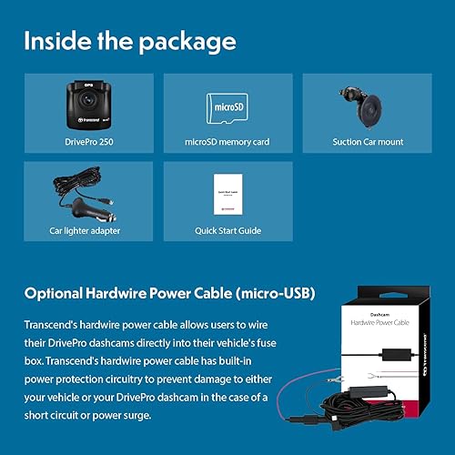 Miniatura 9 de Transcend DrivePro 250 1440P 2K QHD 60fps Dashcam de 64 GB con GPS, WiFi y montaje de succión TS-DP250A-64G
