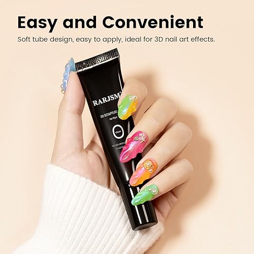 Miniatura 2 de RARJSM Gel de escultura 3D para diseños de arte de uñas, DIY Nail Charms Pegamento de diamantes de imitación 3D Nail Craving GelPolish Pintura