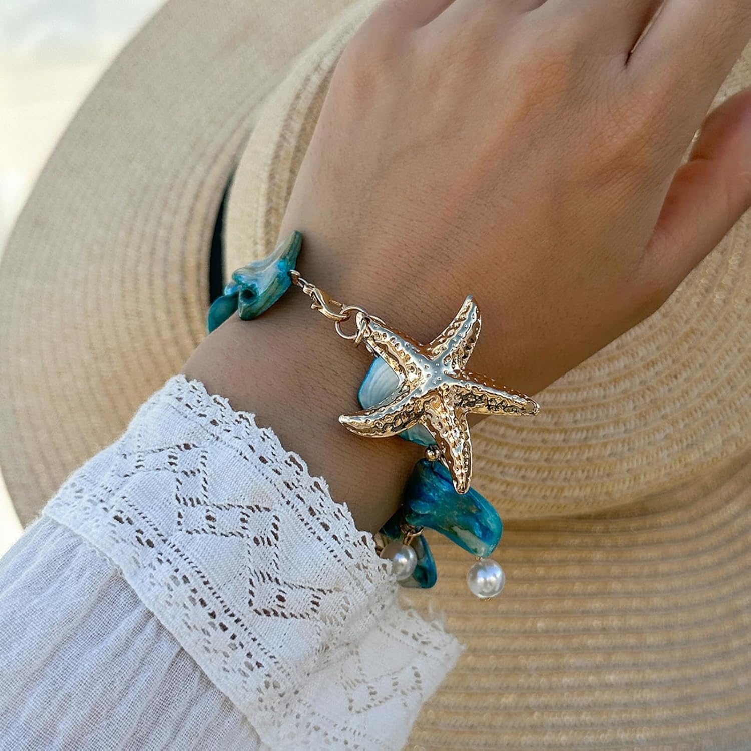 HUASAI Starfish Bracelet Dress Sea Shell Jewelry Starfish Charm Bracelets for Women Trendy 2025 - Image 3