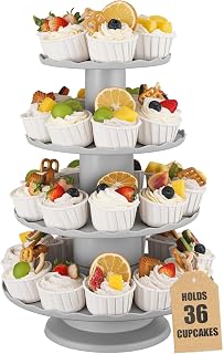 4-Tier Cupcake Stand for 36 Cupcakes,Large Plastic Cupcake Tower Stand Cupcakes Holder Tree,4 Tiered Dessert Table Stands for Party,Reusable Cookie Risers for Christmas,Wedding,Birthday,Party Events