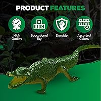 Vista 3 de SENSORY4U Juguetes de cocodrilo, 16 figuras de acción de cocodrilo de 6 pulgadas, juguete de cazador de cocodrilos, figuras de animales