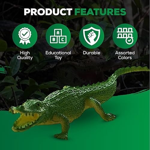 Vista 3 de SENSORY4U Juguetes de cocodrilo, 16 figuras de acción de cocodrilo de 6 pulgadas, juguete de cazador de cocodrilos, figuras de animales para Surtido