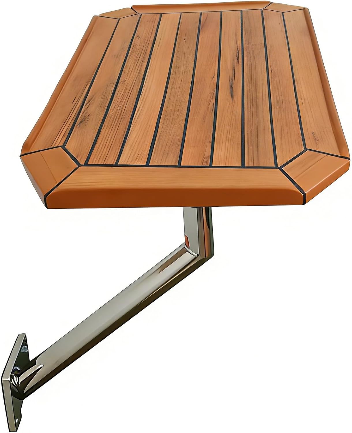 Wall-Mounted Teak Table, Removable and Adjustable Direction Marine Table, Wall-Mounted Dining Table, Burmese Teak with Stainless Steel Legs, Suitable for RVs and Boats.