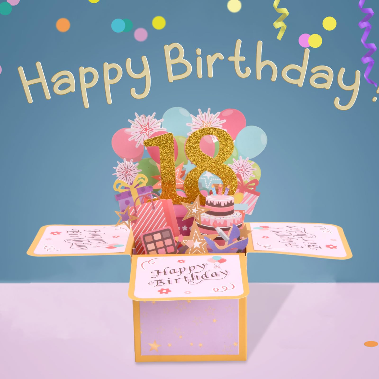 Birthday Card 18th Birthday Girl 3D Stereo Box, 18th Birthday Woman Birthday Card With High-Quality Glitter Powder, Birthday Card Multipack, Laser Cave, Birthday Gift For Girls - View #2