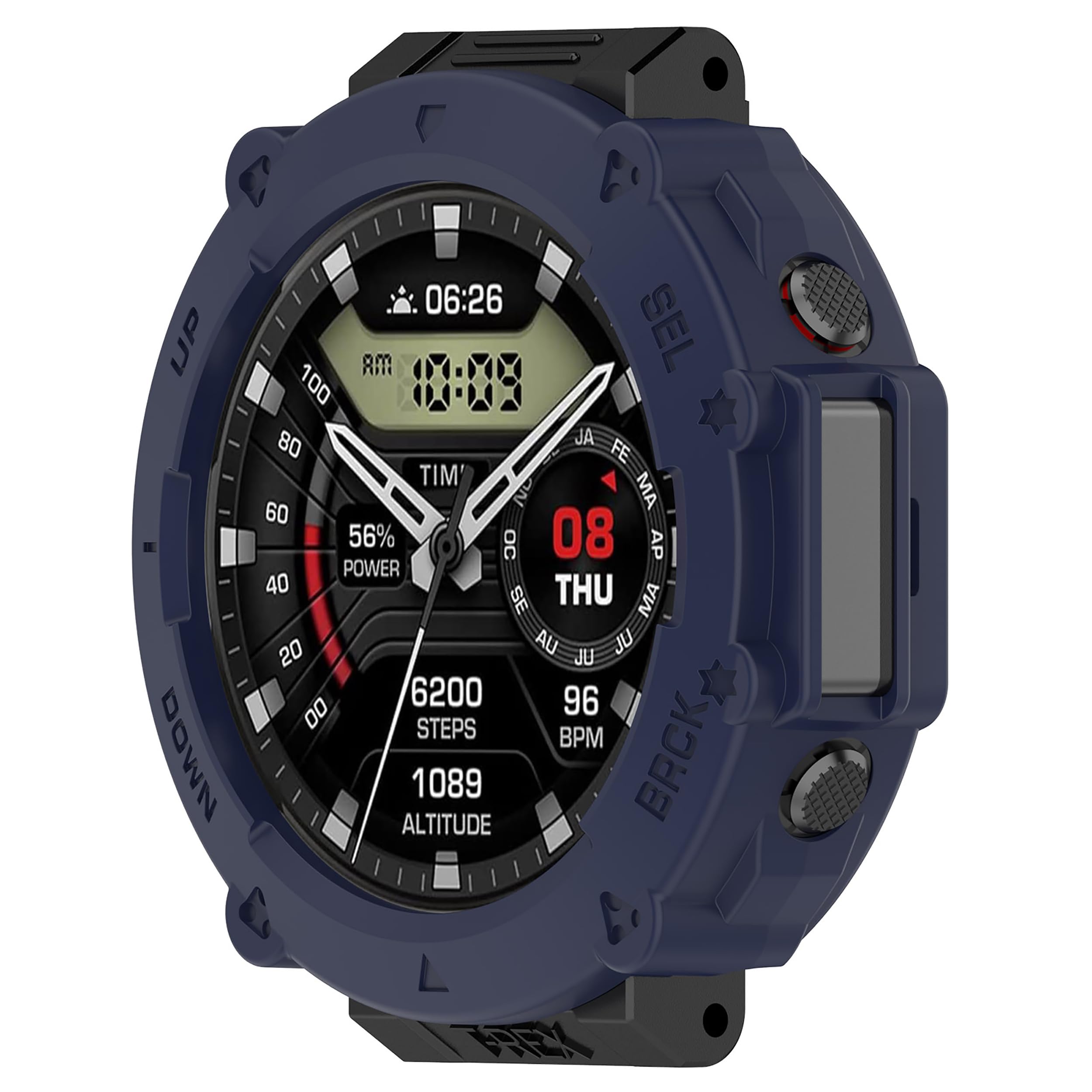 Coque TPU Silicone Pour Huami Amazfit T-Rex / T-Rex Pro - Transparente Bleue, Protection Anti-chocs, Légère - 3