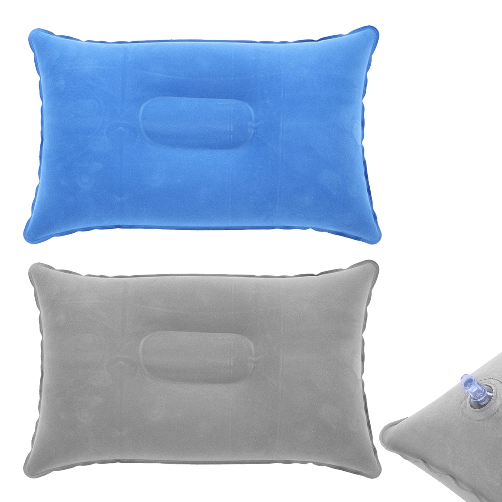 Yijianliangbai Gray*1+Blue*1 2Pcs Inflatable Pillow For Travel Blow Up Pillows For Sun Lounger Inflatable Cushion Inflatable Small Cushion Beach Pillow Neck Support For Travel Hiking Beach Fishing Camping Outdoors(Gray+Blue)