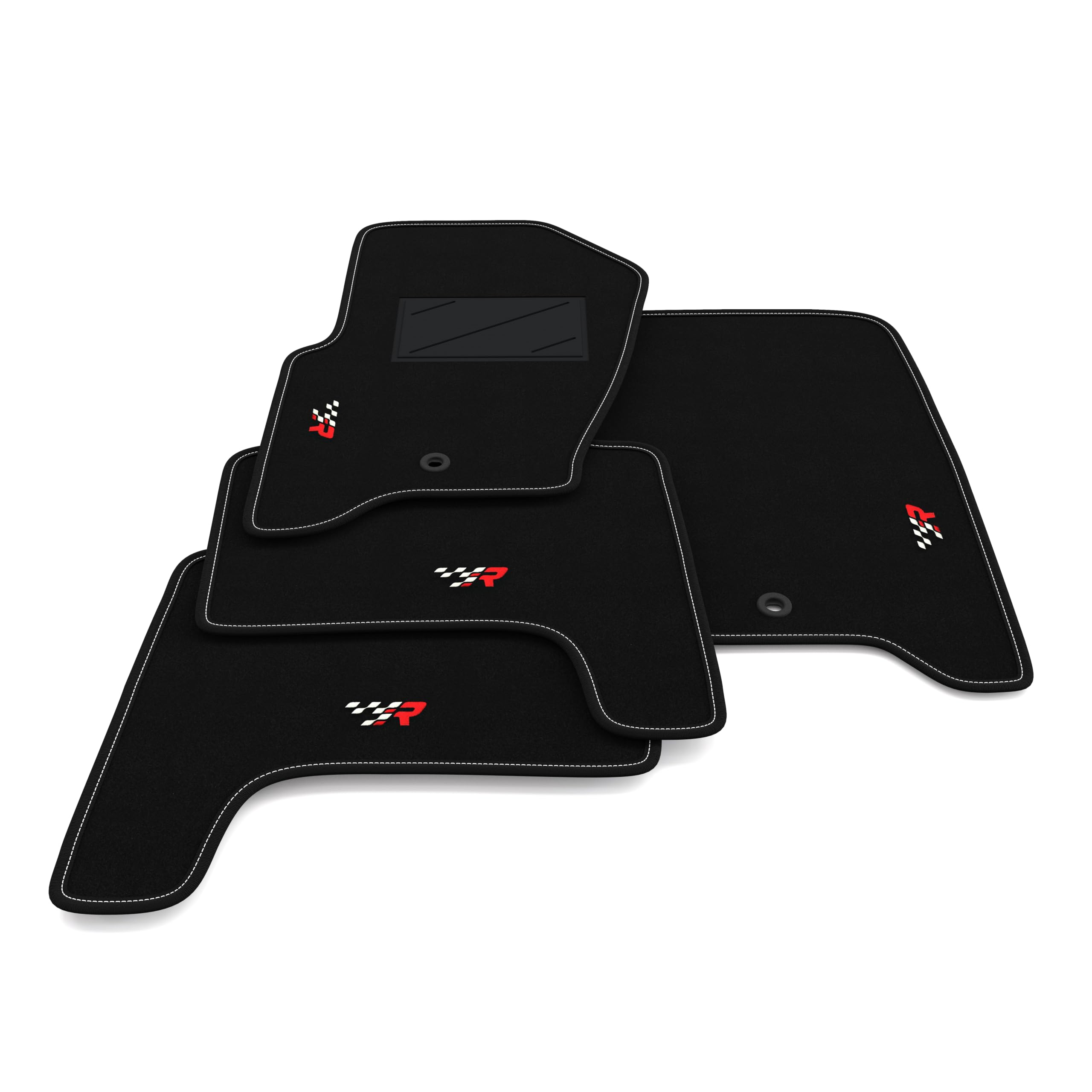 Set de Tapis de Voiture compatibles avec Land Rover Range Rover Sport 2005-2013 | Tapis sur Mesure en Moquette, Broderie R Racing, sur Mesure