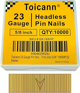23 Gauge Pin Nails Headless Pinner Nails for 23 GA Pneumatic & Electric Pinners or Pin Nailer or Pin Nail Gun, Great for Fine Woodworking & Trim Jobs (5/8"-10000PCS)