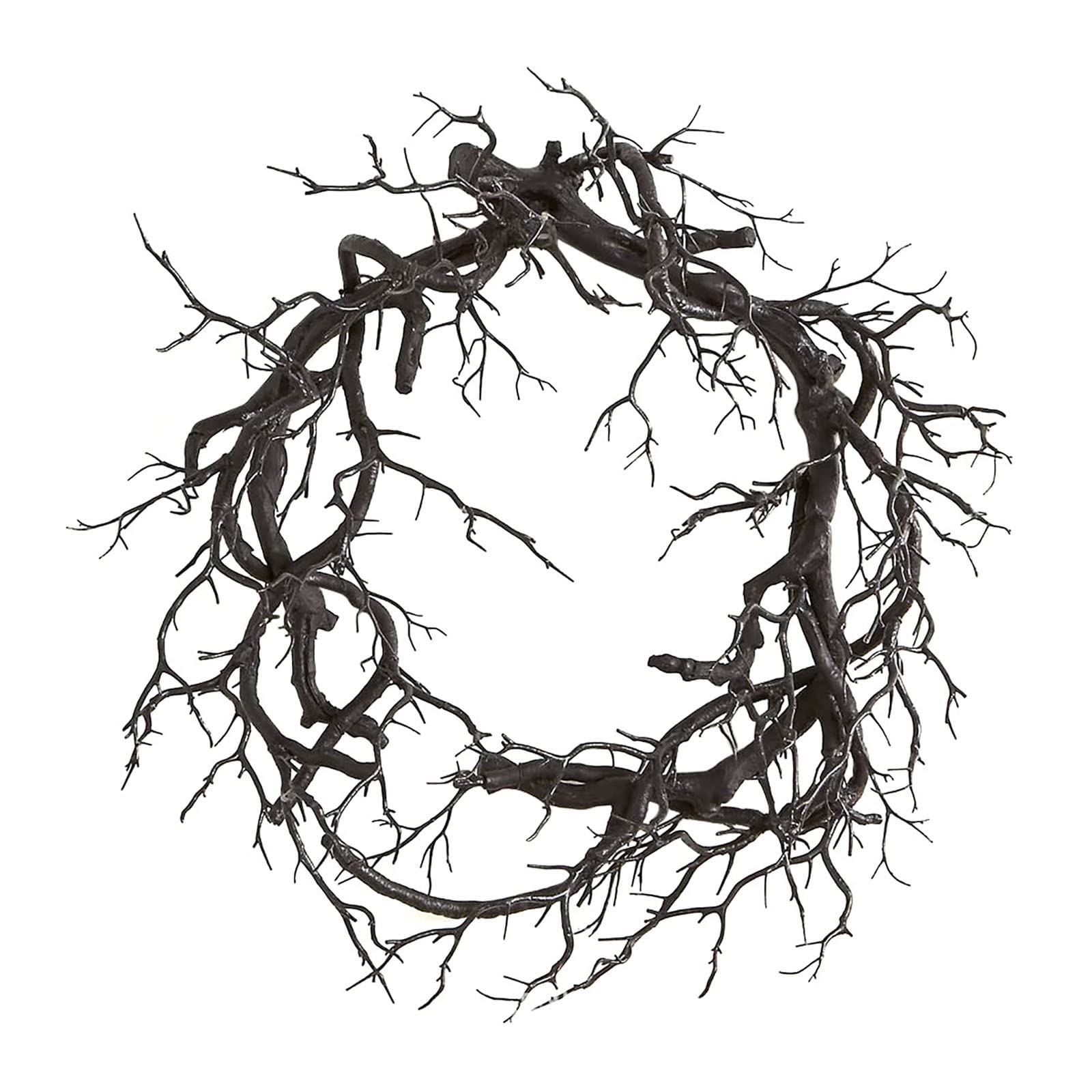 Halloween Wreath Decoration Dead Branch Wreath Black Branch Wreath Lights for Halloween Party Home Front Door Wall Decor (One Size, B)