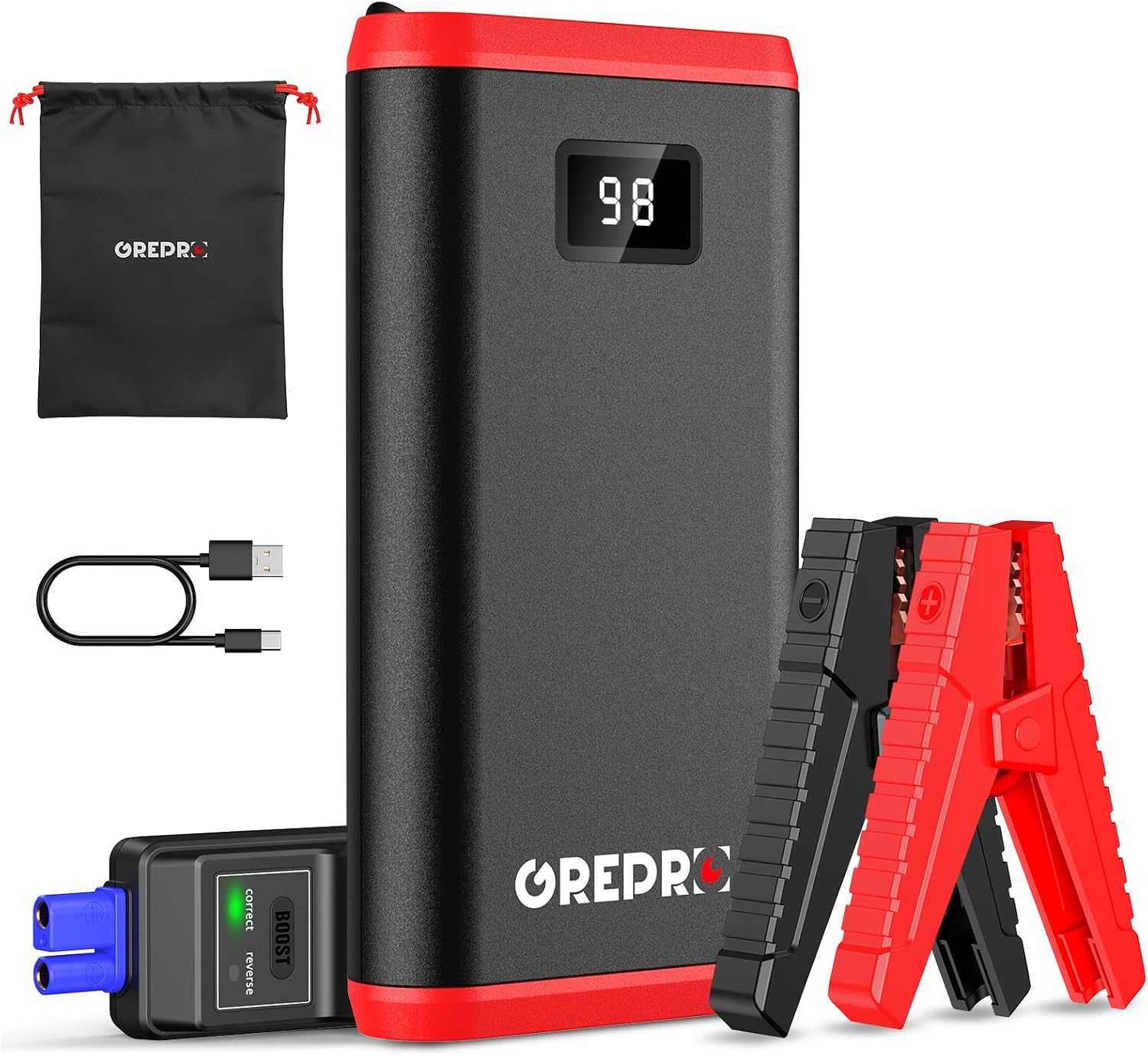 GREPRO compact jump starter with LCD screen