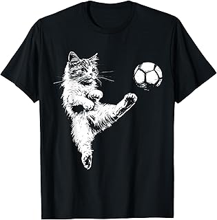 Funny Cat Soccer Ball Graphic Tee