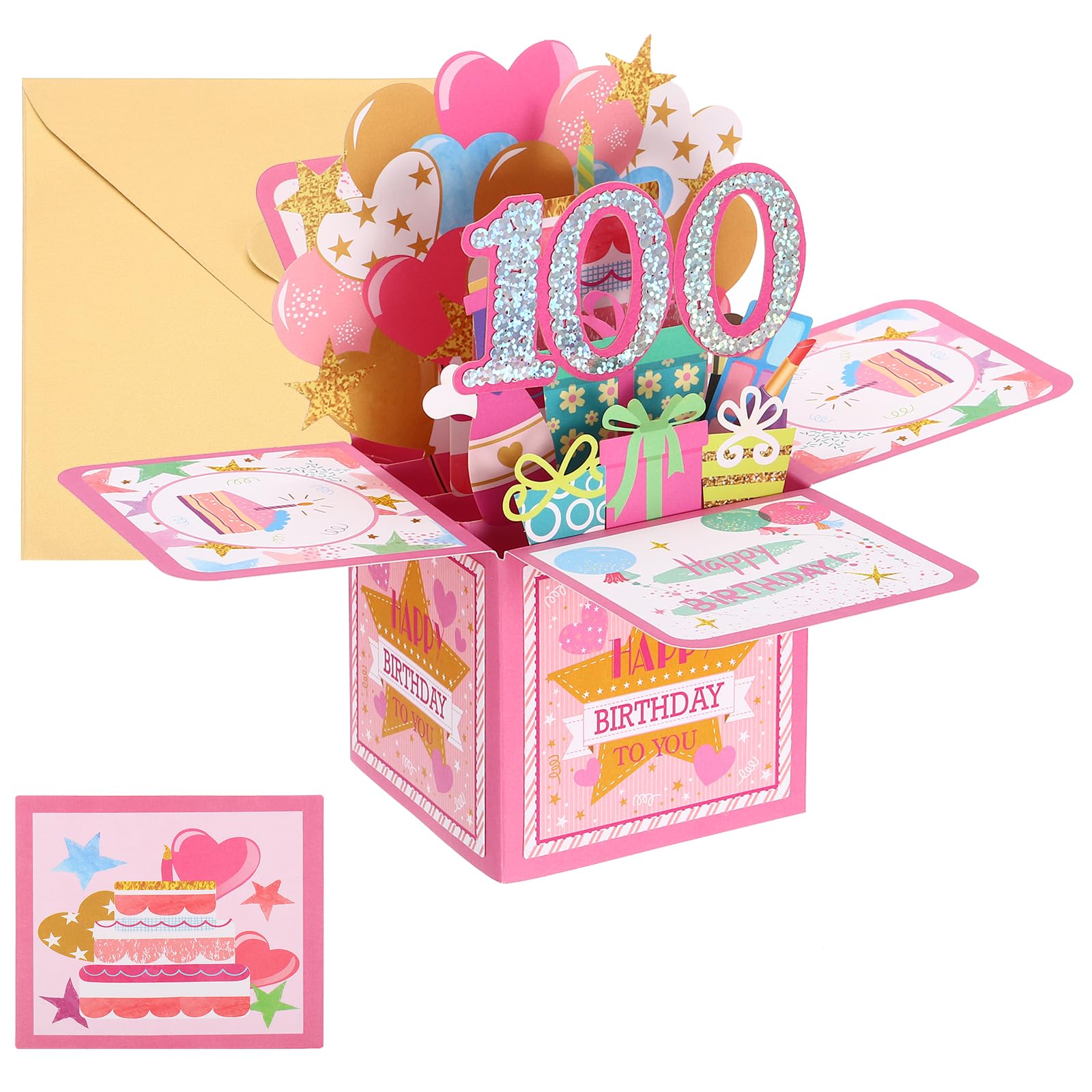 Amazon | PATIKIL 誕生日カード バースデーカード 100歳祝 3Dポップ