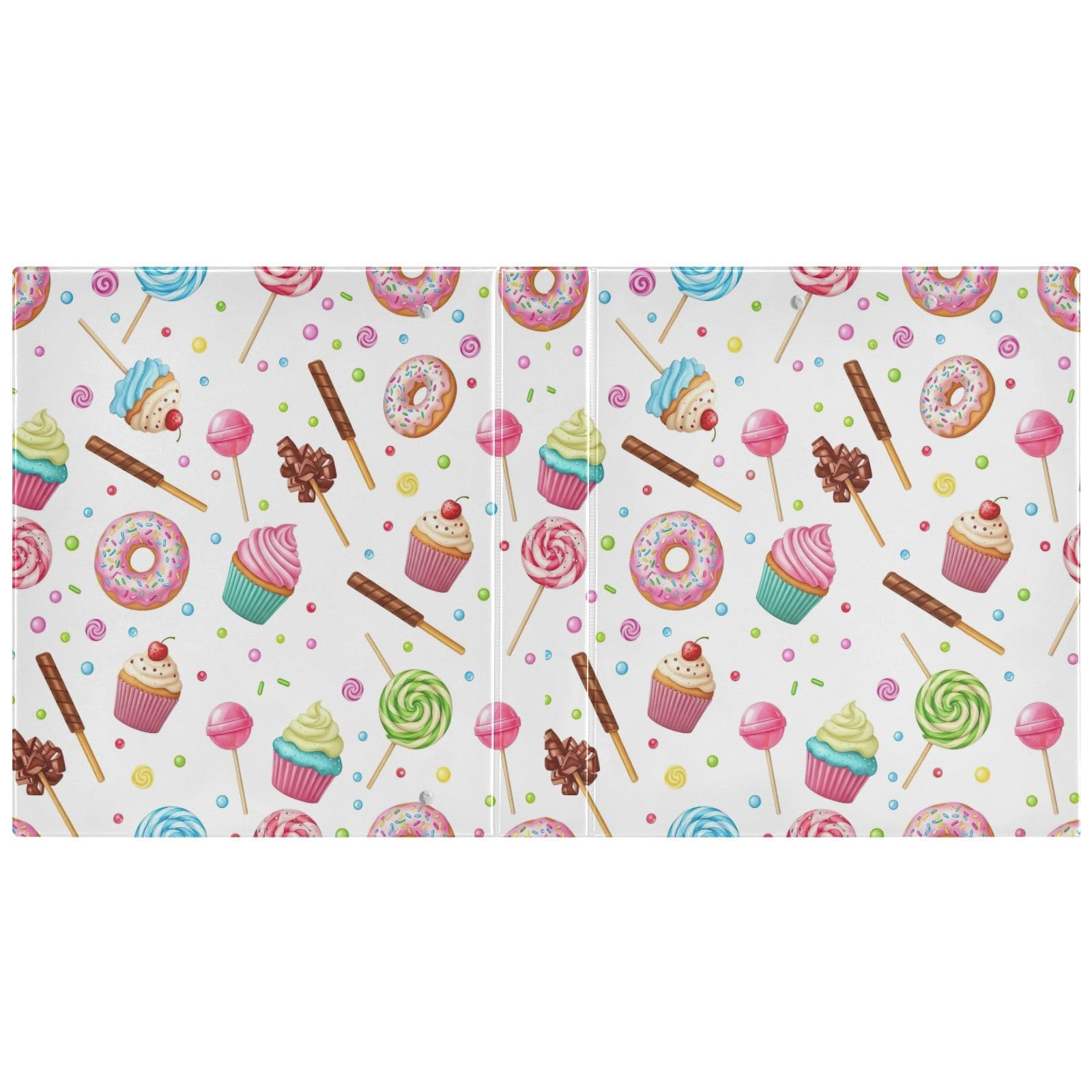 Raccoglitore a 3 anelli colorati con cupcake, 3,8 cm, raccoglitori flessibili ad anelli con tasche, 3 raccoglitori ad anelli per scuola, università, ufficio (confezione da 2)