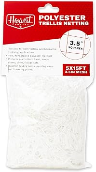 The Harvest Company Heavy Duty Trellis Netting, 3.5 Inch Mesh Garden Net Support for Vegetables andFlowers, 5 ft x 15 ft