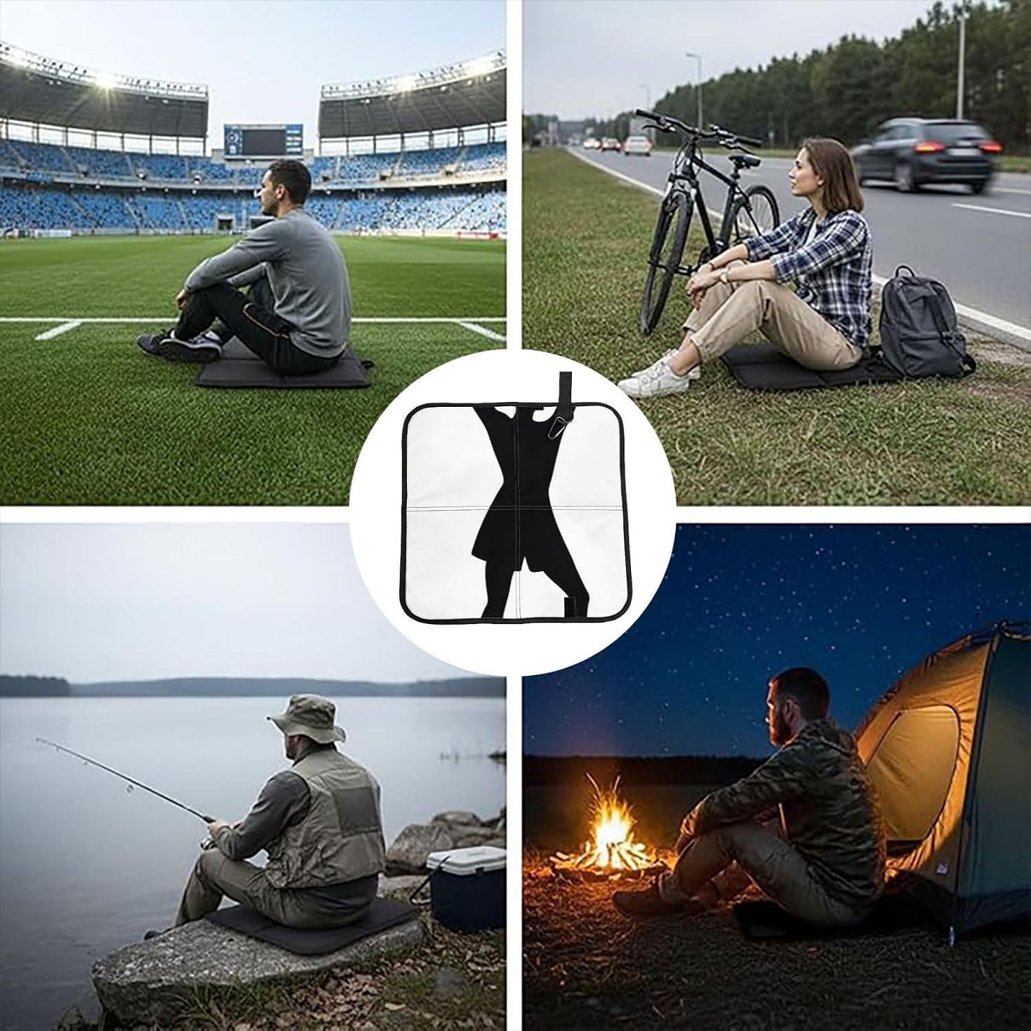 (Cheerleader) Sitting Pad Foldable Seat Cushion Lightweight Camping Seat Mat with Hook for Outdoor Hiking Picnic Camping