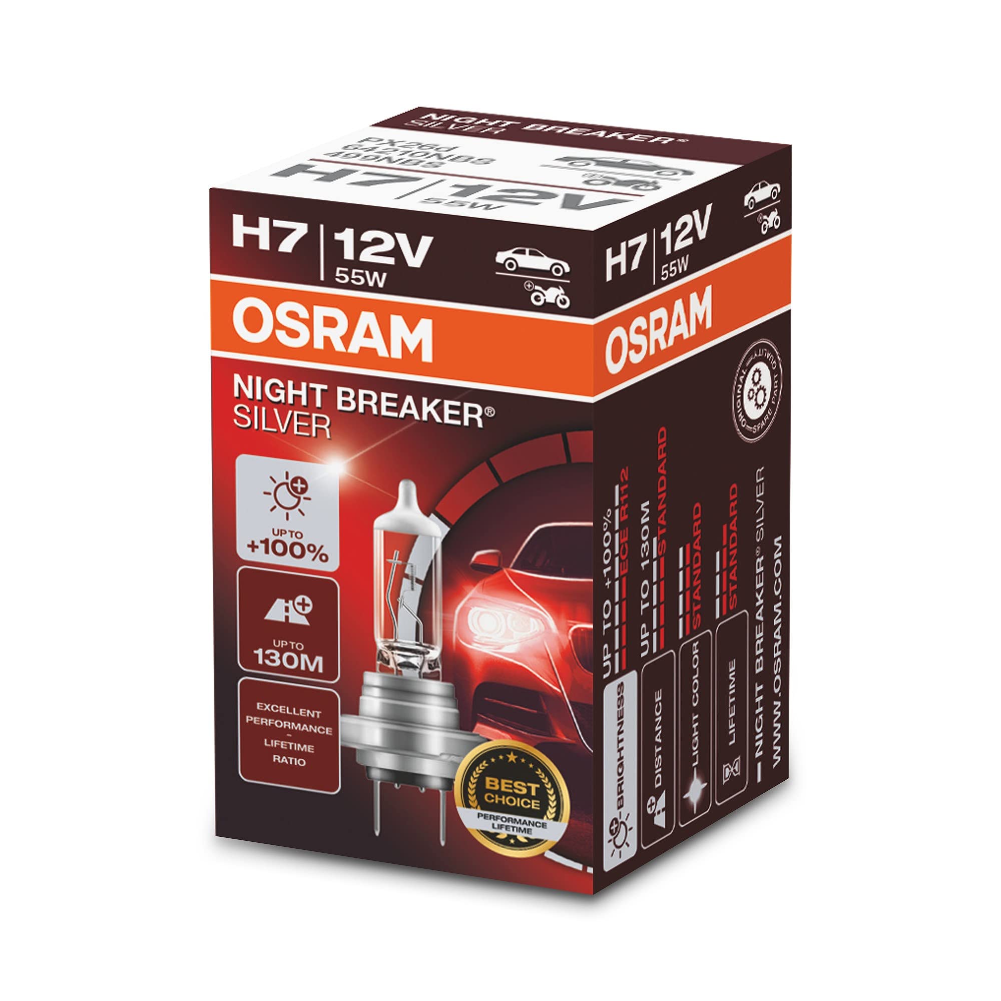 OSRAM NIGHT BREAKER® SILVER, H7, halogen headlight lamp, Carton folding box (1 lamp)