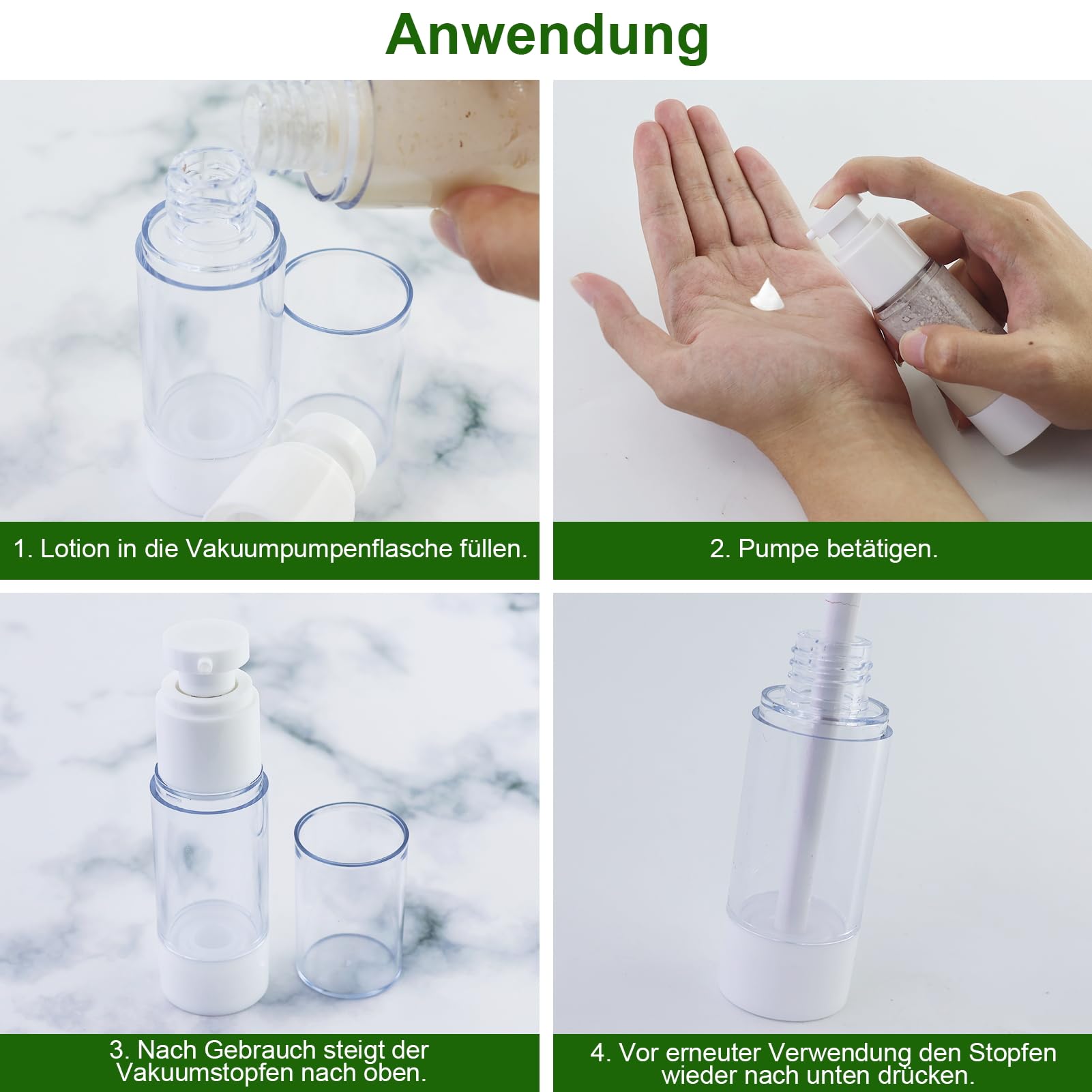 6 Dispenser Crema Vuoti 30ml Airless - Contenitori Ricaricabili Per Viaggio - Foto 9