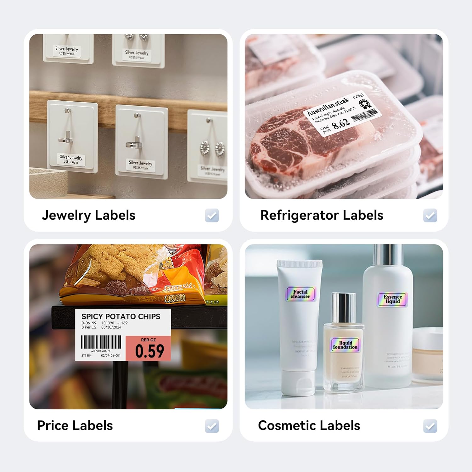 NIIMBOT M2/M3 Thermal Transfer Labels 1.18''×2.36'', 115 Tapes/Roll, for M2/M3 Label Maker, Long Storage Time, for Small Businesses, Freezer Refrigerator use(-20℃), Logo, Name, Date Labeling, White - Image 3