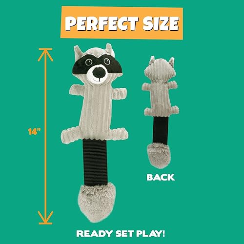 Miniatura 4 de Pet Factory Shake & Squeak Critter Tugz Jr. - Juguete de peluche para perro, seleccionado al azar, mapache o ardilla, talla única