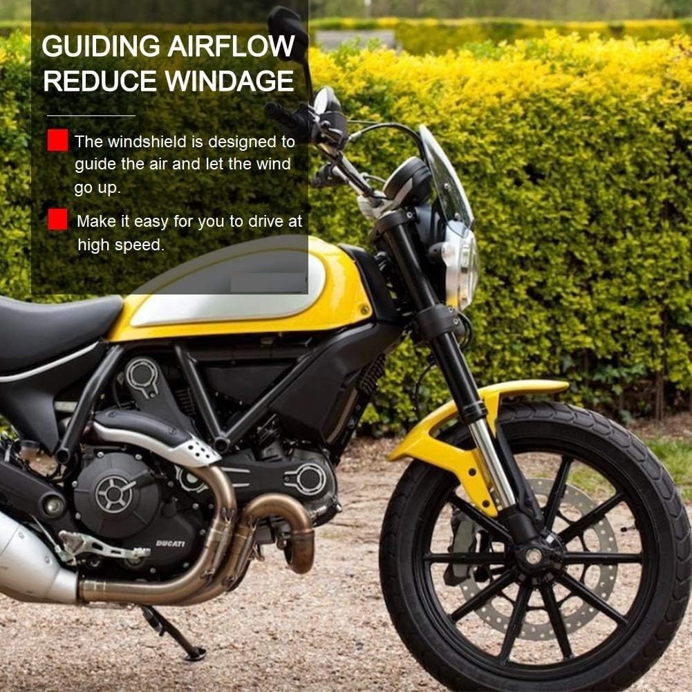 Moto Carénage Avant de Pare-Brise à Double Bulle pour D-ucati Scrambler 400 800 803 Street Classic Icon Mach Sixty2 Full Throttle Desert Sled 2015-2020 2016 17 18 19 (Argent)