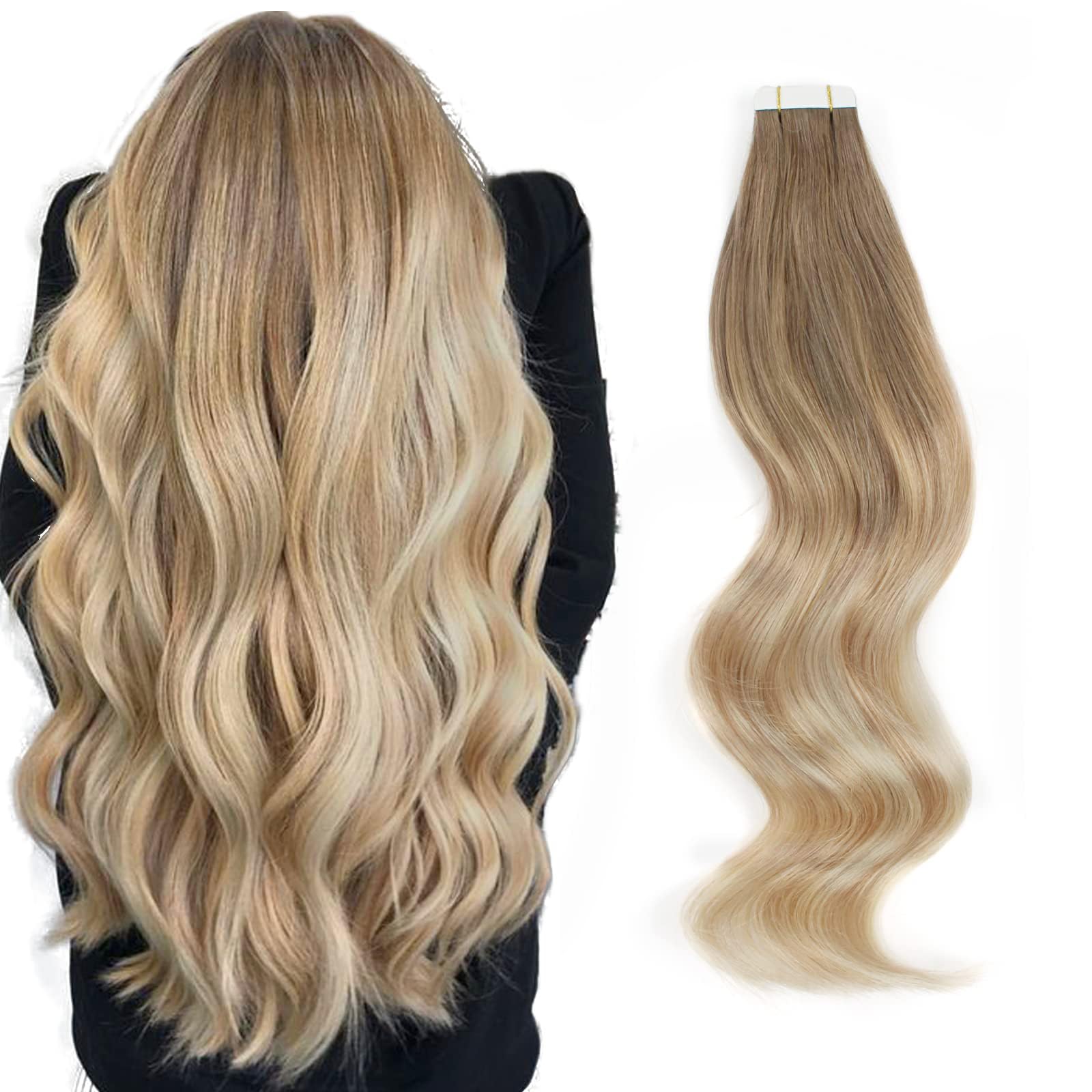 ABH AMAZINGBEAUTY HAIR 20 Pieces Invisible Sun-kissed Balayage Remy Tape in Hair Extensions