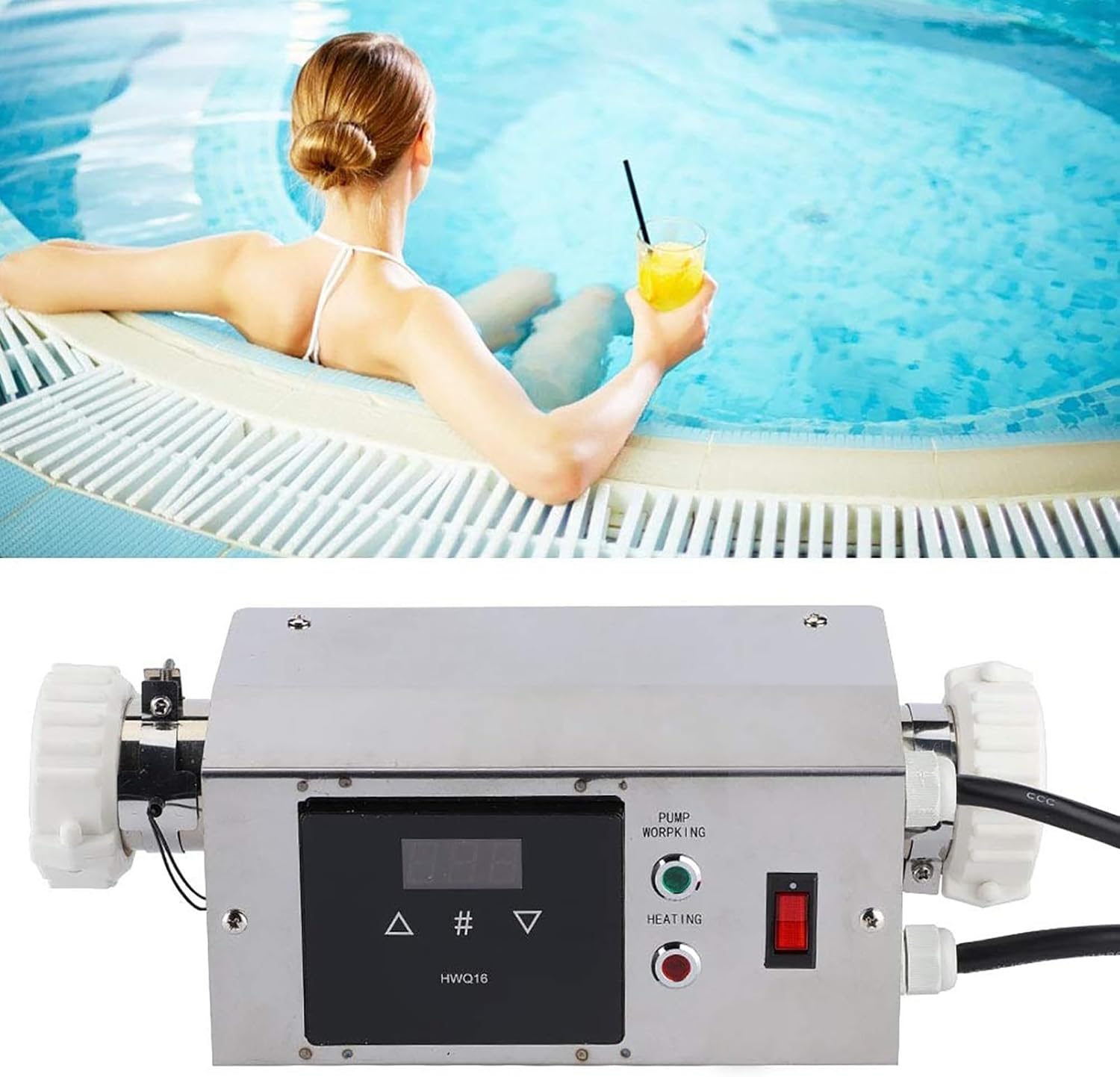 WIKINK SPA Thermostat, 2KW Swimming Pool Electric Heater, Electric Digital Thermostat Controller, Designed for Hot and Cold Bath Tub, for Swimming Pool SPA