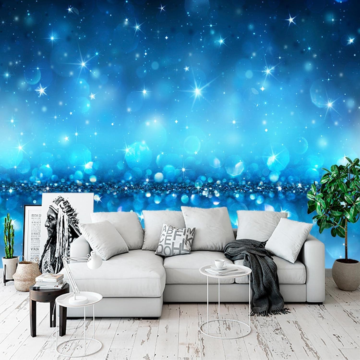 Mural décoration chambre ciel étoilé et papier peint 3D moderne 150x105cm