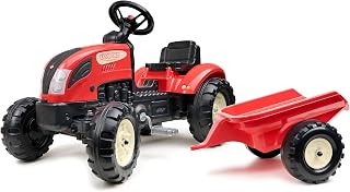 FALK - Traktor mit Pedalen Kiddy Farm – Rot – mit Anhänger – hergestellt in Frankreich – ab 2 Jahren – 2158L