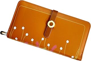 Casual Trendy long Women Wallets Flip Wallet,PRETTYZYS FLOWER Style Brown