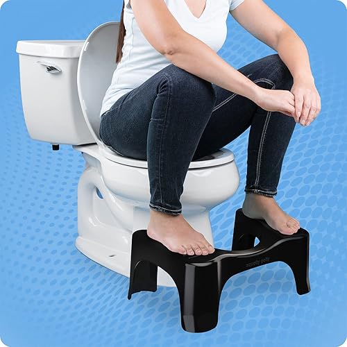 Vista 9 de Squatty Potty The Original - Taburete de inodoro de baño, ligero curvo con diseño elegante y moderno, negro, 7 pulgadas