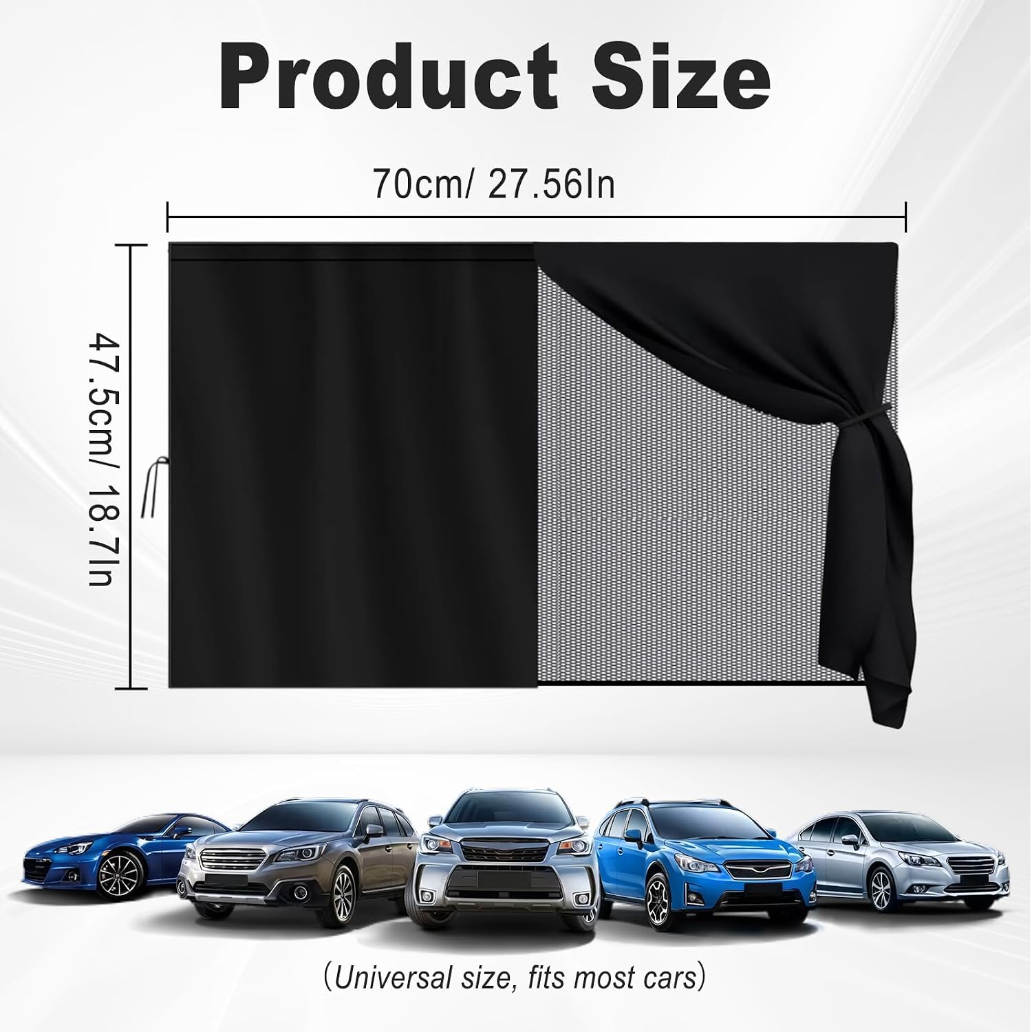 Car Window Shade for Baby, Full Covers/Half Sun Shade with 10 Strong Magnets, Double Layer Back Side Window Curtains, Privacy Blackout Cover for Back Seat, Fit for Most Cars SUVs, 2 Pack