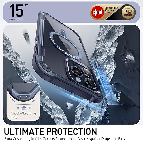 Miniatura 5 de i-Blason Ares Mag - Funda para iPhone 15 Pro, compatible con MagSafe, funda transparente de doble capa con protector de pantalla integrado (azul