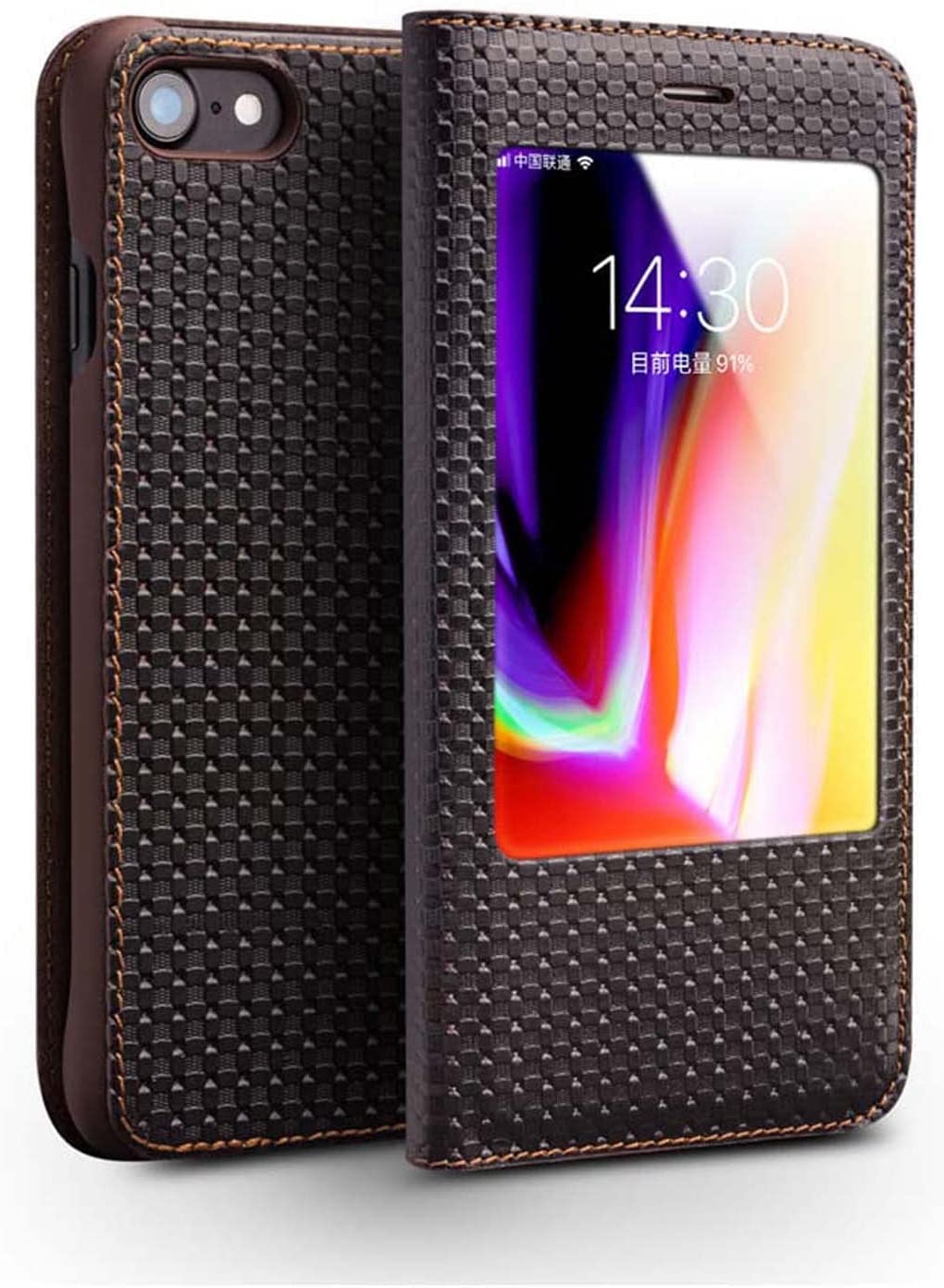 Étui en cuir véritable iPhone SE 2022 marron chic clapet folio - 8