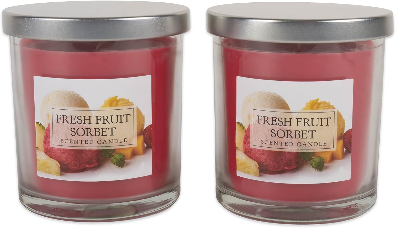 DII Home Traditions Single Wick Evenly Burning Highly Scented Jar Candle, Set of 2 (8 Oz Each) - Fresh Fruit Sorbet