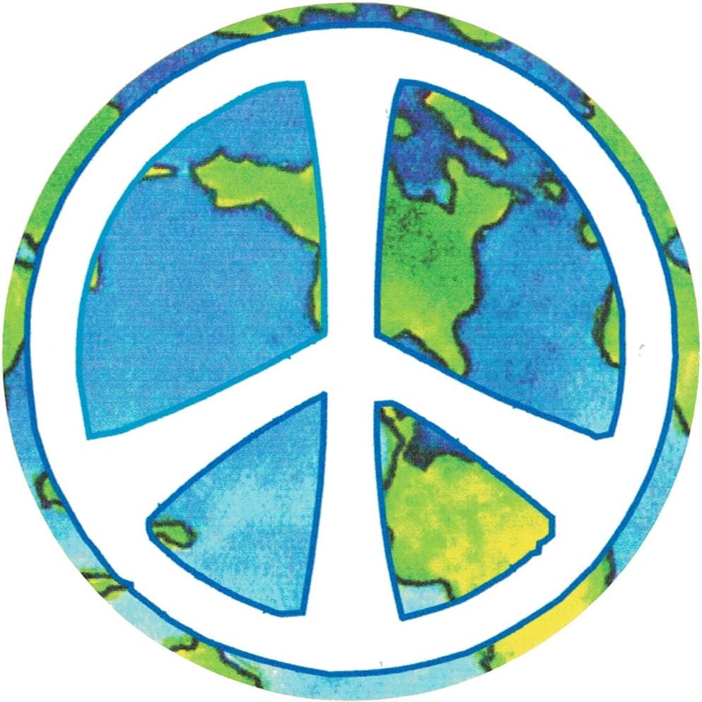 Peace Sign Over Earth - Small Bumper Sticker or Laptop Decal (3.25" Circular)