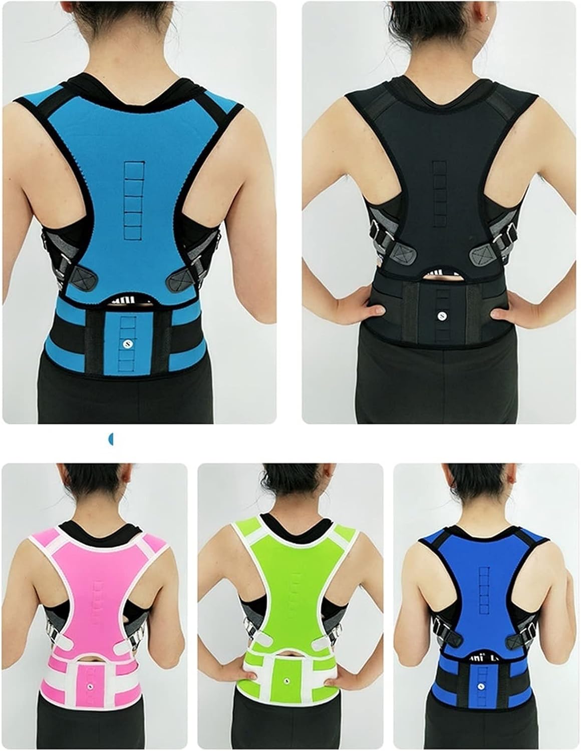 Magnetic Therapy Back Brace Posture Corrector Corset Waist Trainer Vest Body Shaper for Men Women Spinal Neck Shoulder Full Back Support Belt (Color : Black, Size : L/Large)
