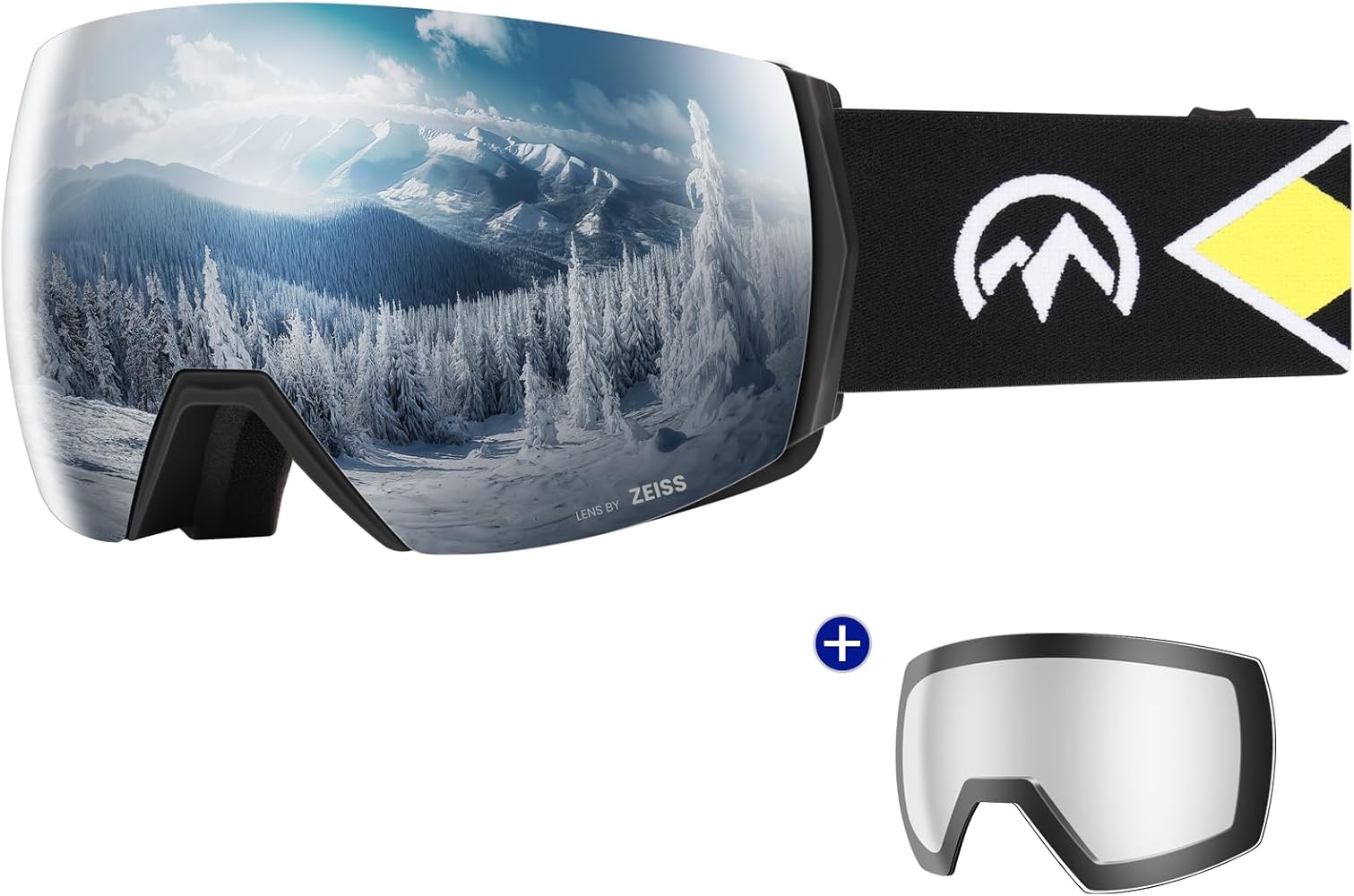 OutdoorMaster Ultra Ski Goggles Lens by ZEISS, OTG Snowboard Goggles Anti-Fog Wide View, Magnetic Interchangeable Lens, Snow Goggles für Männer & Frauen(Silver Vlt 17% + Clear Lens) Sport & Freizeit
