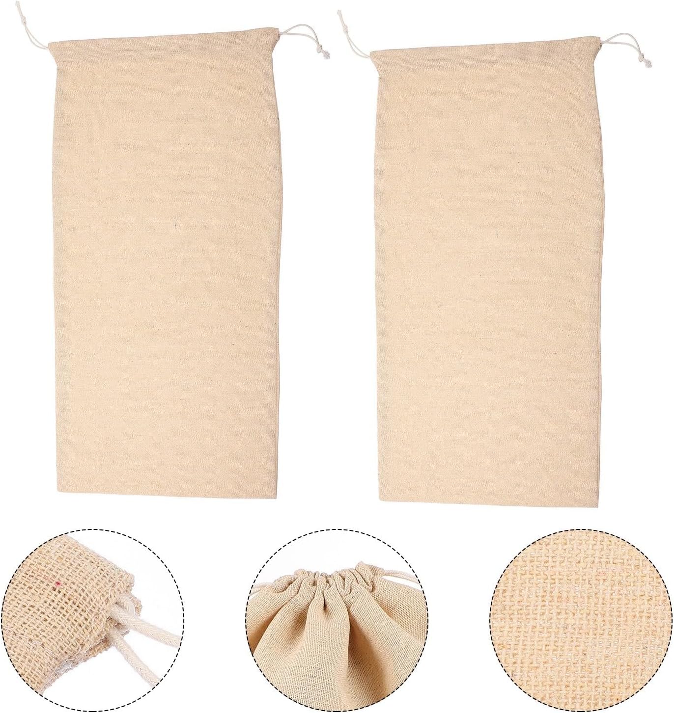 GOOHOCHY 2pcs Cotton Drawstring Bread Storage Bags Lightweight and Easy to Carry Food Pouches for Household and Bakery Use
