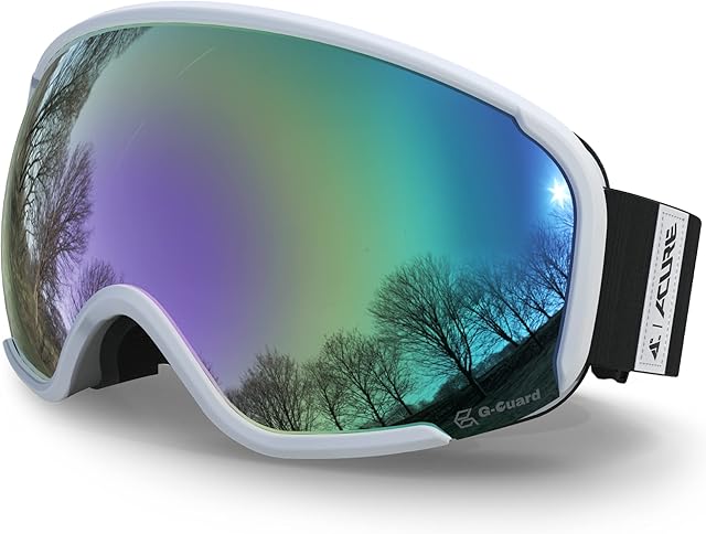 ACURE SG02 Okulary narciarskie, gogle do jazdy na nartach i desce snowboardowej OTG, bez oprawek, podwójne soczewki z ochroną przeciwmgielną i UV400 dla mężczyzn, kobiet i młodzieży