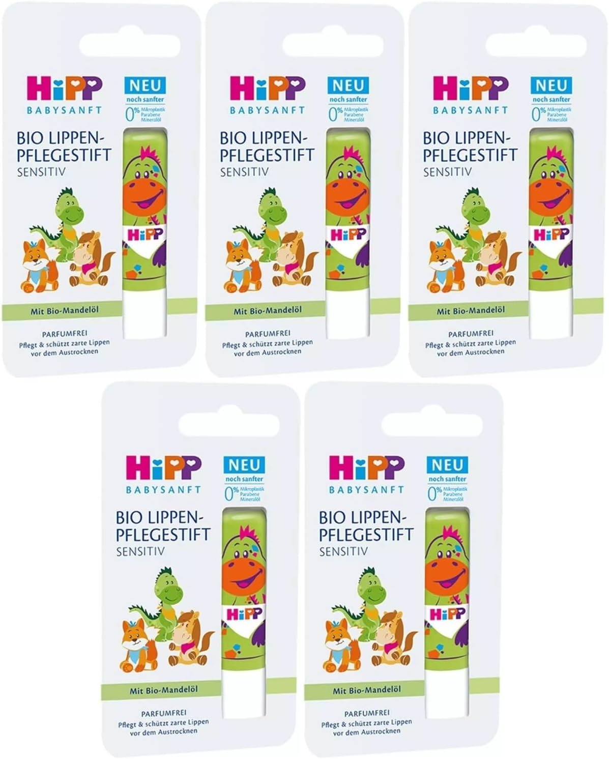 Hipp Babysanft Organik Dudak Nemlendiricisi, Ultra Sensitiv, 4.8 GR, Yeşil, 5'li Set