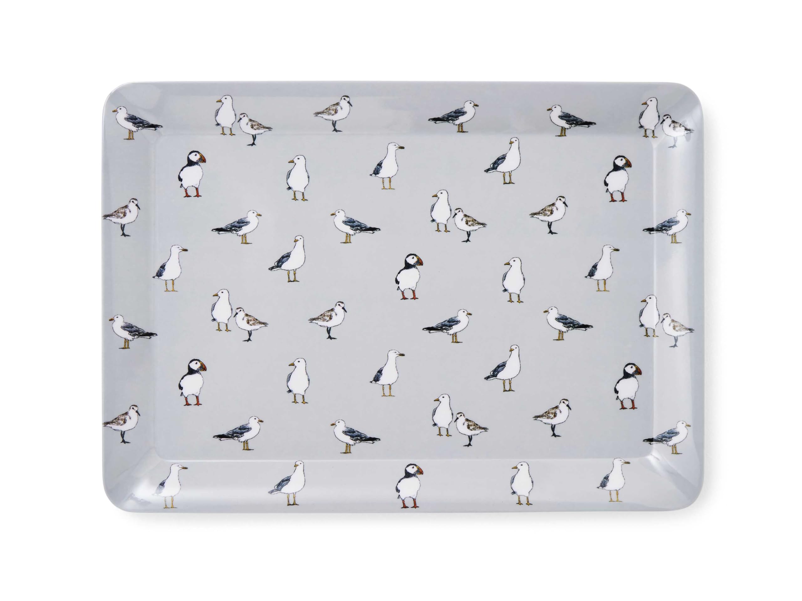 Cooksmart British Designed Small Serving Tray | Dinner Tray For Multiple Uses Around The Home | Trays For Food Serving Or Drinks Serving - Coastal Birds