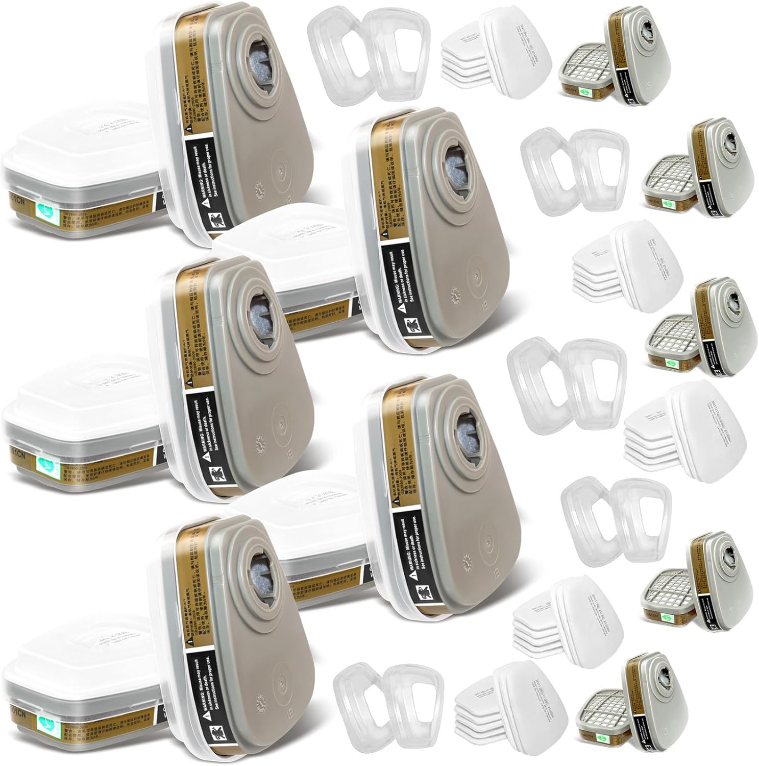 Respirator Cartridge/Filter, 6001 Filter Cartridges Installed on 6200, 6800 Respirator Body, Use for Asbestos, Resin, Paint, Dust, Welding