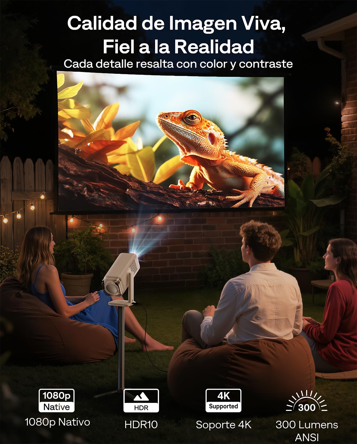 Aurzen Boom Air Mini Proyector con Google TV y Netflix, Carga USB-C | Proyector para exterior, compatible con 4K, smart proyector para cine en casa, Dolby Audio, enfoque TOF, Wi-Fi y Bluetooth
