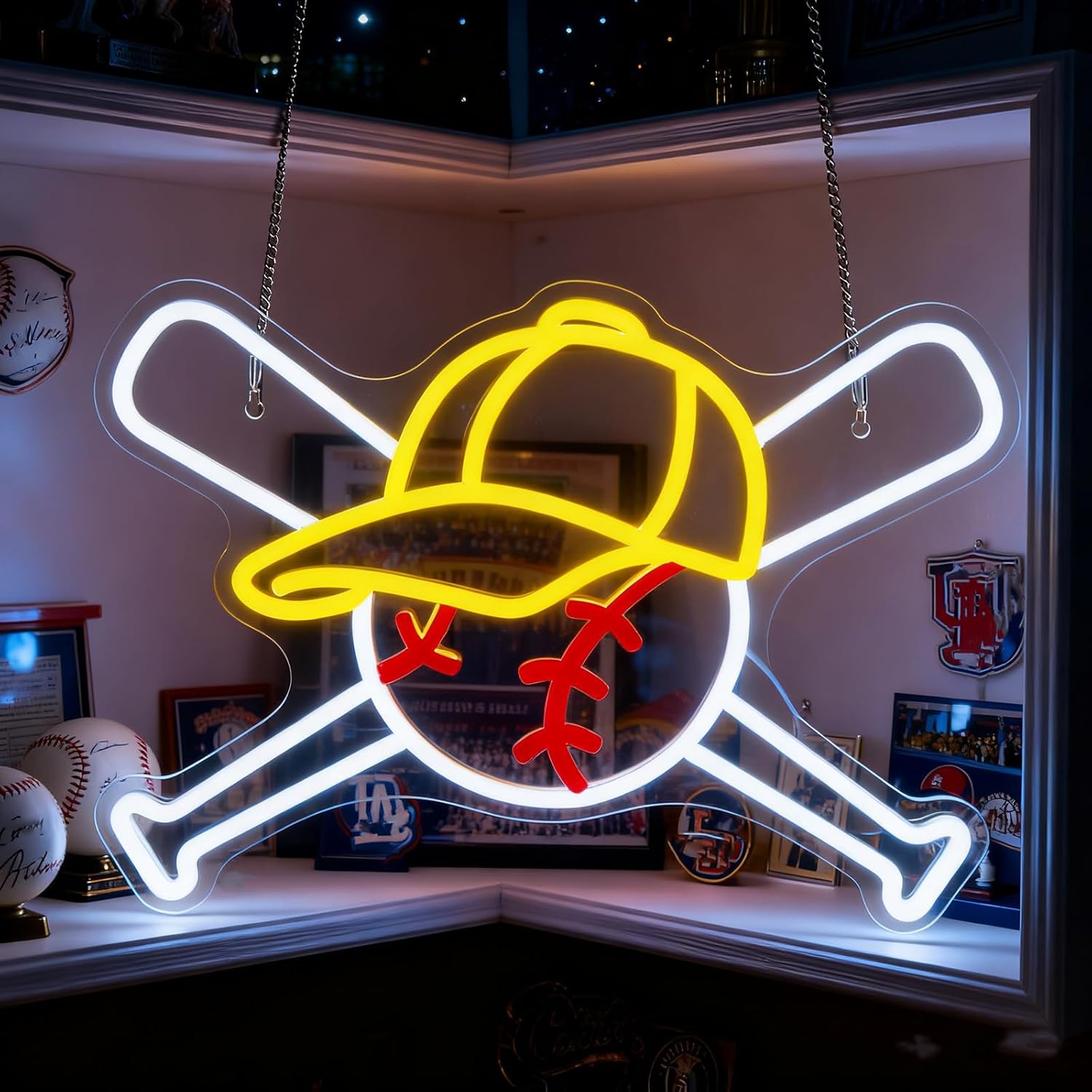 Baseball Neon Sign for Boys Room Decor, LED Wall Light for Sports Fans, Dimmable Baseball Light Up Sign for Game Room, Locker Room, Bedroom, College Club, Man Cave, Gift for Baseball Lovers