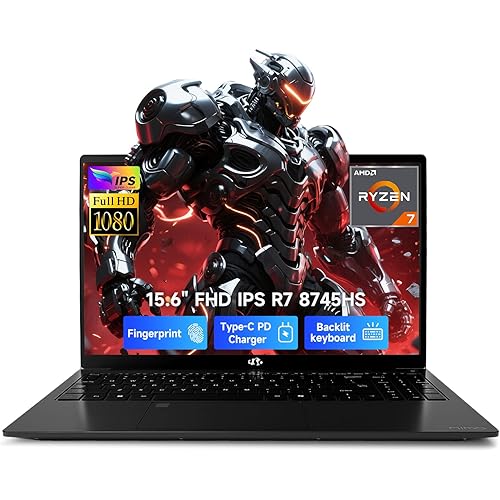 NIMO 15.6" IPS FHD-Gaming-Laptop, AMD Ryzen 7 8745HS 32GB DDR5 RAM 1TB SSD (8C/16T, up to 4.9GHz), Radeon 780M Graphics, 100W Type-C, Backlit Keyboard, Fingerprint, for Creators & Professionals Work