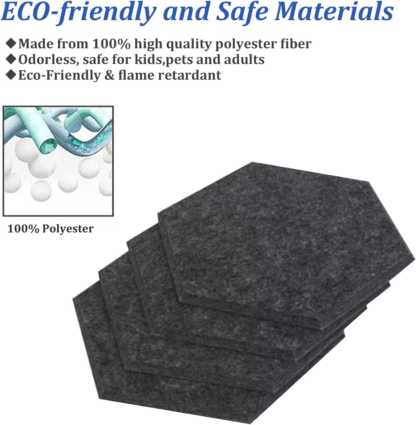 12 Pack Soundproof Wall Panels, Self Adhesive Hexagon Acoustic Panels, High Density Sound Absorbing Panel for Acoustic Treatment and Home Wall Decoration blue gray