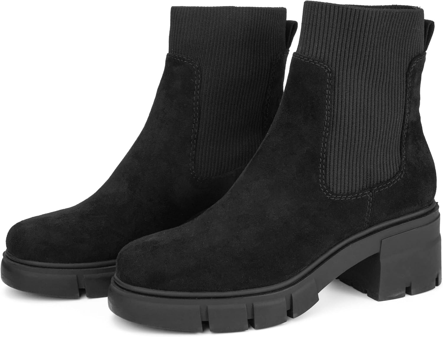 REDTOP Women's Elastic Chelsea Boots Chunky Block Heel Platform Lug Sole Ankle Booties - Image 7