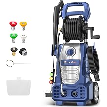 CHICWIND 2070 PSI Electric Pressure Washer, 1.67 GPM Power Washer with Hose Reel, Built-in Foam Cannon, IPX5 Waterproof, Self-Priming, 26ft Hose, 5 Nozzles, Powerwasher for Cars Driveways Home Outdoor